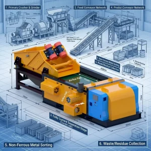 080 Eddy Current Separator Industrial Automated Metal Recycling Line High Efficiency Equipment