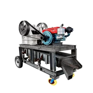 10-90Tph Mini Portable Quartz Rock Crushing Machine Small Scale Gold Mining Crusher Plant Mobile Diesel Engine Jaw Crusher