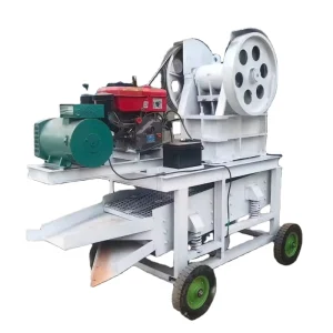 10 Tons Hour Mobile AC Motor Gold Ore Rock Jaw Crusher with Gearbox PLC & Gear
