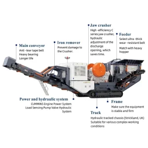 100-200t/h Mobile Jaw Crusher Station for Aggregate Crushing Quarry Gravel Quartzite Concrete with CE ISO Certification