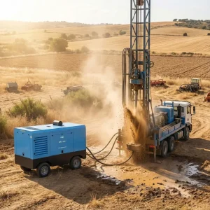 132KW 180HP Diesel Screw Air Compressor For Water Well Drilling Borehole Rig Deep Well Mining Heavy Duty
