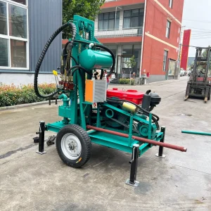 150m Deep Borehole Drilling Equipment Portable Diesel Hydraulic Wheel Type Water Well Drilling Rig Machine