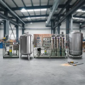 1T/H Double Stages Purified Pure Water Production Line Bottling Plant Machine Equipment RO Treatment System 24 Hours Pump