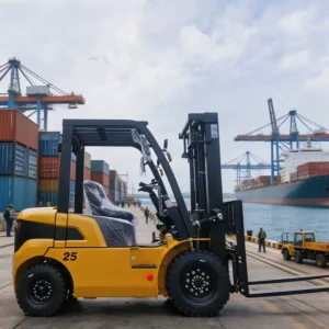 2500kg Diesel Powered Industrial Forklift 4000mm Mast Height 2.5 Ton Load Capacity Automatic Transmission 3 Stage Mast Pneumatic