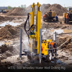 300m Deep WTTL-300 Wheeled Rotary Drilling Rig 8500Nm High Torque Diesel Power Water Well Driller for Infrastructure