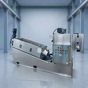 302 Model Stainless Steel Screw Press Sludge Dewatering Machine with PLC and Pump High Efficiency Filtration System