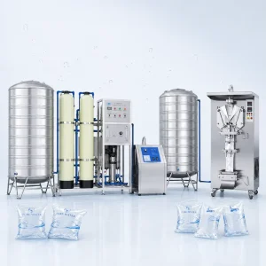 304 Stainless Steel Automatic Sachet Mineral Water Filling Sealing Packing Line High Capacity Small Bag 1 Year Warranty