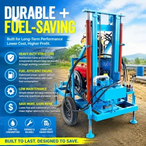 30HP Diesel Hydraulic Drilling Rig Wheeled Portable 150 Meter Deep Borehole Equipment with 1 Year Warranty