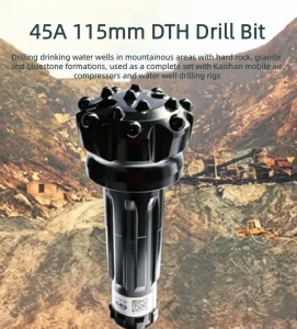 45A DTH Bit with 115mm Diameter Compatible with M4 DTH Hammer for Efficient Large scale Hard Rock Fragmentation
