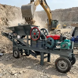 50-100 Tph Combination Mobile Crusher Include Vibrating Feeder Jaw and Cone Crusher and Vibrating Screen Crushing Production Line