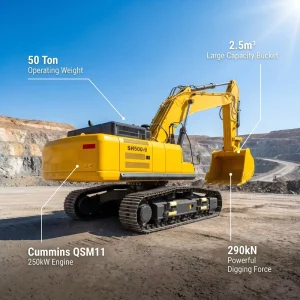 50 Ton Mining Excavator Heavy Duty Crawler Digger for Large Infrastructure Mining Digger Machine