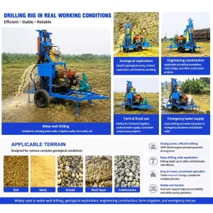 50m 100 Meters Diesel Hydraulic Rock Breaking Portable Small Rotary Borehole Mine Pneumatic DTH Water Well Drilling Rig Machine