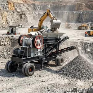 50t/h Mobile Primary Jaw Crusher with Grizzly Feeder Belt Conveyor Dual Power Diesel & Electric Portable Crushing Station