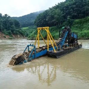 6m Digging Bucket Gold Dredger Alluvial Diamond Recovery for Congo Cameroon Seasonal River Mining