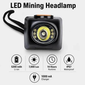 7000lx KL4.5LM Safety Underground Miner Cap Lamp 5.2Ah Li ion Battery Explosion proof Cordless Mining Cap HeadLamp