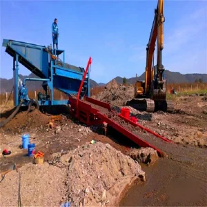 Alluvial Sand Recovery Gold Mining Machine Mobile Trommel Sluice Box with Engine Pump Motor Essential Equipment