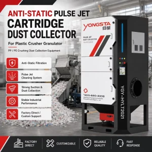 Anti Static Pulse Jet Cartridge Dust Collector for Plastic Crusher Granulator PP PE Crushing Dust Collection Equipment