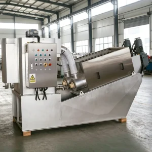 Automated Stacked Screw Sludge Dewatering Filtration Machine PLC Controlled Remote Access Sewage Treatment