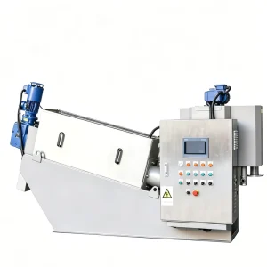 Automated Stacked Screw Sludge Dewatering Machine PLC Controlled Remote Access Sewage Treatment High Efficiency 1 Year Bearing