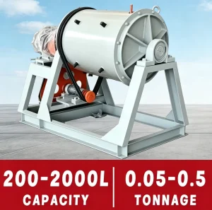 Ball Mill Grinding Machine AC Motor Bearing 0.01 0.05 T h Capacity 900x1100mm Dimensions 450kg for Gold Ore Powder Sample
