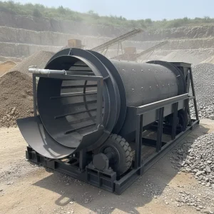 China Factory Mobile Rotary Soil Screening Machine Drum Screen Industrial Stone Screening Equipment Motor Bearing 25-35t/h