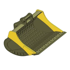 Coarse Skeleton Sieve Mud Bucket 1200mm Max Jaw Opening Q355 Steel Fit 1-80 Ton Excavator Screening Attachment