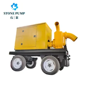 Convenient Efficient Diesel Engine Iron Large Flow Centrifugal Pump Mobile Flood Prevention Drainage Trailer Pump