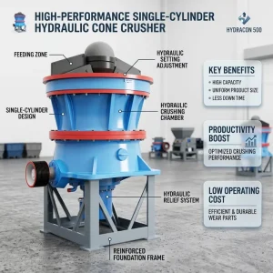 Customizable Single Cylinder Hydraulic Cone Crusher 90-280kW Motor for Iron Ore Copper Ore Gold Ore Mining Processing