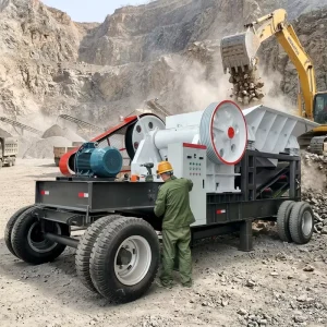 DC Motor Mobile Stone Rock Crusher 50-100 Capacity Jaw Crusher Mobile Crushing Production Line Cone Crusher