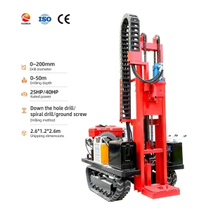 DTH Drilling Rig for Hard Rock Mini Crawler Mounted DTH Drill Rig for Mining Rock Blast Hole Drilling 0 to 200mm Diameter