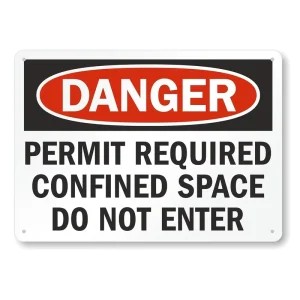 Danger Permit Required Confined Space Do Not Enter Sign 10×14 Inch Rustproof Aluminum Safety Board Pre Drilled Holes