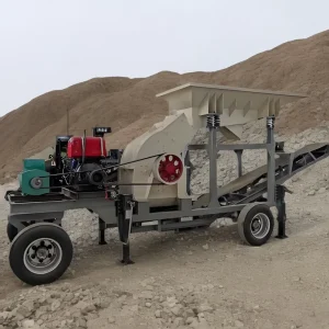 Diesel Hammer Crusher with Conveyor Feeder Portable Rock & Stone Crusher Machine Small Diesel Engine Motor Max 40t/h Capacity