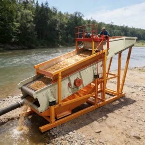 Diesel Powered Mobile Gold Vibrating Screen for River Sand Mining