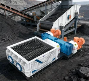 Double Roller Crusher AC Motor PLC Bearing Gearbox for Coke Clinker Mineral Processing 200 T h Capacity Uniform Particle Size