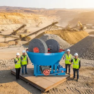 Double Rollers AC Motor Carbon Steel Ore Grinding Machine 1200 Wet Pan Mill Stone Powder Grinding