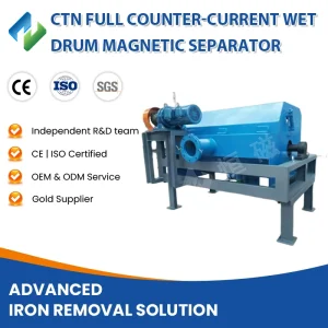 Drum Magnetic Separator Mineral Processing Machine for Quartz Sand Purification Full Counter Current Wet Drum Magnetic Separator