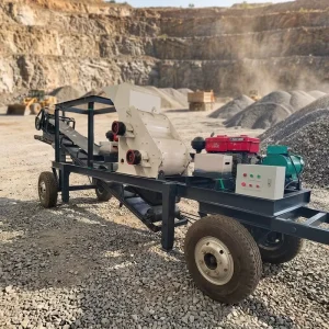 Durable Double Stage Crusher for Hard Rock No Screen Bottom Grinder with High Manganese Steel Hammers Mobile Crusher