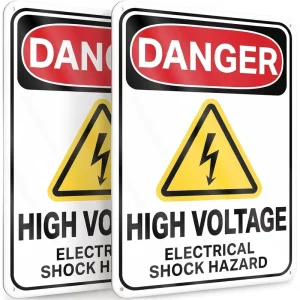 Durable Weatherproof Aluminum High Voltage Safety Sign for Indoor Outdoor Industrial Electrical Fence Area Warning