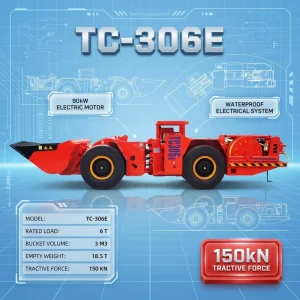 Electric Drivetrain 90kW 6 Ton TC 306E Zero Emission Battery Scooptram 3m Bucket Energy Saving 150kN Tractive Force