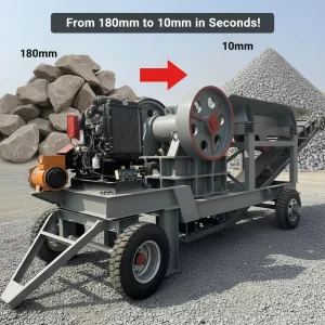 Electric Gasoline Dual-Purpose Mobile Stone Crusher PE-200×300 AC Motor Low Noise Gold Mining Max.3-9t/h