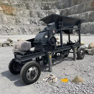 Electric Motor Portable Hammer Crusher with Vibrating Feeder Mobile Stone Rock Crushing Equipment Africa Gold Mine Quarry Line