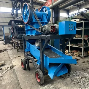 Electric Portable Rock Crusher Jaw Crusher with Motor and Vibrating Screen for River Stone Processing