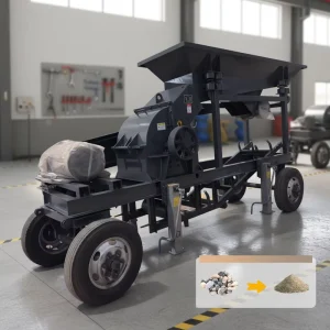 Electric Powered Mobile Hammer Crusher with Vibrating Feeder Portable Stone Rock Crushing Machine Gold Mining Quarry Plant Use