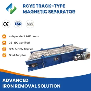 Energy Saving Permanent Magnet Suspended Scrap Separation Equipment For Stone Coal Plant RCYE Track type Magnetic Separator