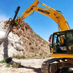 Excavator Mounted Drilling Rig Diesel Engine Pump Motor High Efficiency 30m Depth Hard Rock Mining Equipment for Granite Quarry