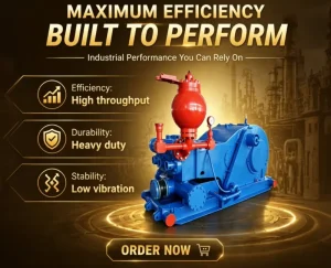 F500 Heavy Duty Triplex Reciprocating Mud Pump Stable Slurry Circulation Water Well Pile Foundation Drilling