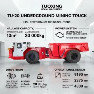 Factory Direct 20T Diesel Mining Dumper TU 20 Underground Articulated Truck Spring Brake System Brazil Mining Truck