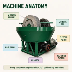 Factory Direct Electric Start Diesel Compatible Energy Saving Rock Ore Grinding Wet Pan Mill for Gold Mining Ore Processing