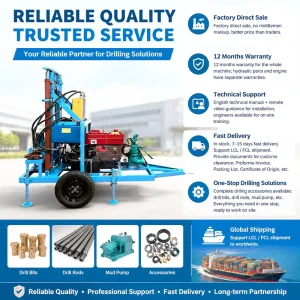 Factory Discount 1 Year Warranty Portable Wheel Mounted 150m Water Well Drill Rig 30HP Diesel Power Hydraulic Drilling Equipment