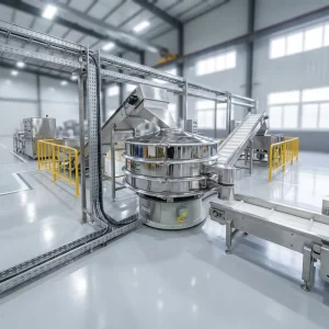 Food Additive Vibrating Screen with Motor for Fine Powder Grading Stainless Steel High Efficiency 90% 0.5-5 Tons Capacity